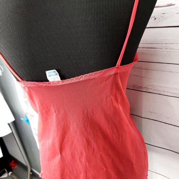 Berkliff Women's Red Lace Split Sides Baby Doll Nightie Top Size Medium - Picture 8 of 9